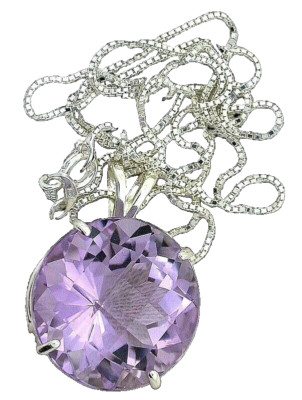 27,28 ct runder Schachbrett Rose Amethyst Sterling Anhänger 20'' Kette Halskette