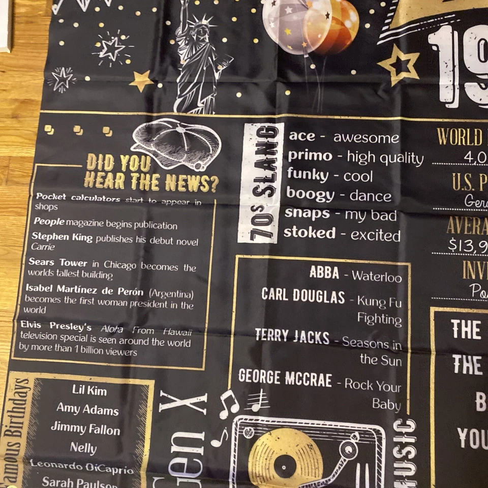 Estandarte de fiesta grande año 50 cumpleaños 1974 6’ largo 72” reunión de clase Foto 2 de 4