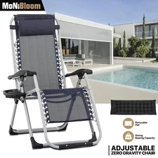 [DETACHABLE CUSHION]Zero Gravity Chair Foldable Outdoor Reclinable Lounge Chaise