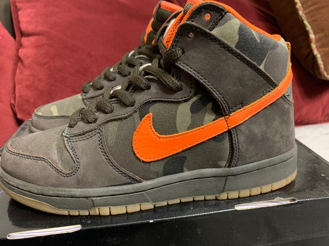 2006 Nike Dunk High Pro Size 10.5 Mens SB Brian Anderson Camo Olive Green Orange for sale online 