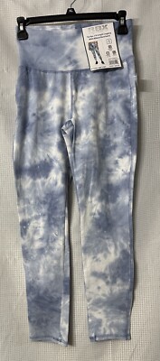 NWT RBX Womens Blue Tie Dye 7/8 Length Legging Ribbed Waist Jogger Size Small