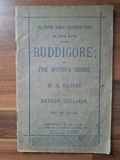 Original Antique Play Theatre Booklet. Gilbert & Sullivan . Ruddigore 1890s
