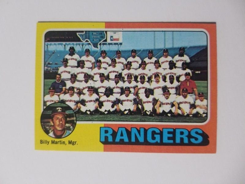BILLY MARTIN 1975 TOPPS MINI BASEBALL CARD #511 TEXAS RANGERS TEAM CARD UNMARKED