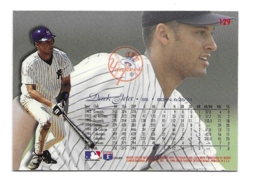 1996 Fleer Flair Derek Jeter Gold Rookie #129 RC New York Yankees - Bild 2 von 2