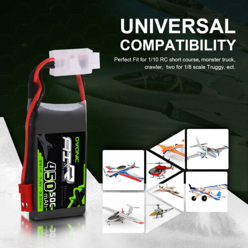 2x Ovonic 7,4 V 50C 2S 450mAh Lipo Akku JST Für rc Flugzeug Heli FPV Drone Autos - Imagen 3 de 9