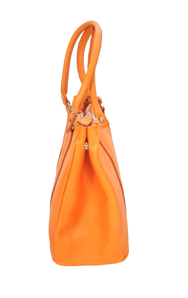 44) C&A Damen Tasche Ledertasche Orange Neu Echtes Leder Handtasche - Bild 3 von 4