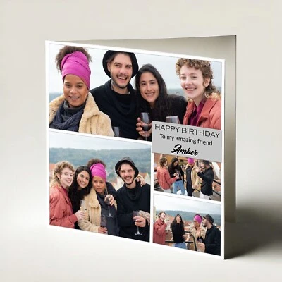 CRAFT Personalised Photo Birthday Card Greeting Own Picture Card for Her Him