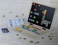 Playtive Holzlaptop Holz Kinder Laptop 84-Teilig Mit Buchstaben Zahlen Rechenzei