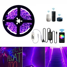 Schwarzlicht LED UV led Strip Streifen Deko Lila Lichterkette WIFI APP Dimmer 