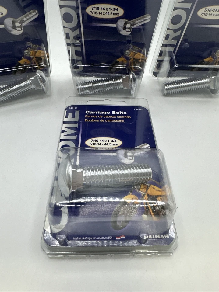 4 - Perno de carro cromado The Hillman Group 943135, 7/16-14 por 1-3/4 pulgadas, paquete de 1 Foto 2 de 4