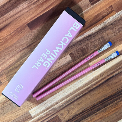 2 Pencils - Blackwing Pink Pearl - Bright Blue Eraser - SLEEVE BOX INCLUDED