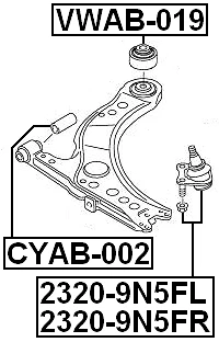 Rótula inferior derecha FEBEST 2320-9N5FR OEM 5U0407366A Foto 2 de 3