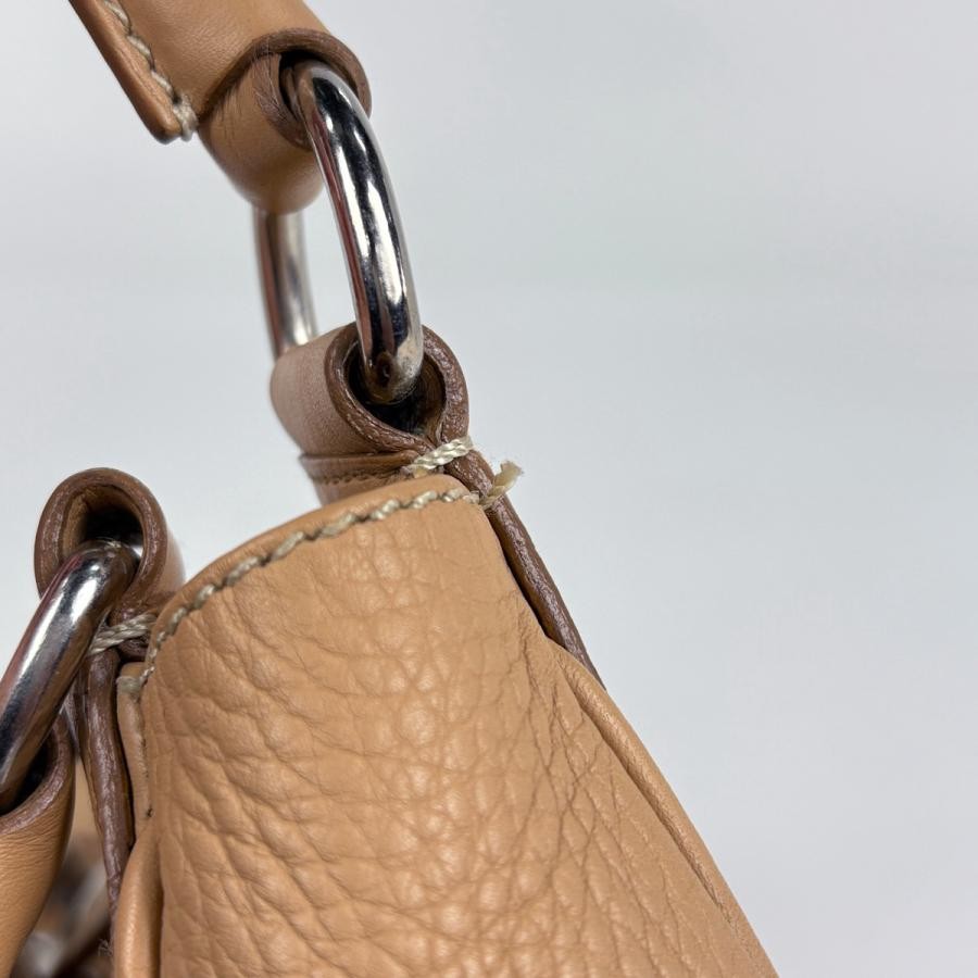 PRADA Plate Handbag Shoulder Bag Leather Beige #BS1055 thumbnail 5