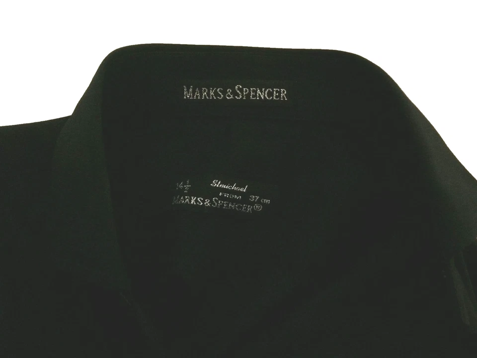 Camisa de vestir negra de oficina de manga larga de Marks & Spencer para hombre talla M/cuello talla 14,5 pulgadas Foto 4 de 4