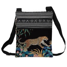 Floral Cheetah Messenger Bag Small Ethnic Pattern Printed Adjustable Strap Cr...