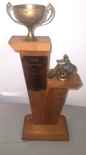 Vintage 1960's Motorcycle Trophy Aztec Turkey Run Race 1st Place