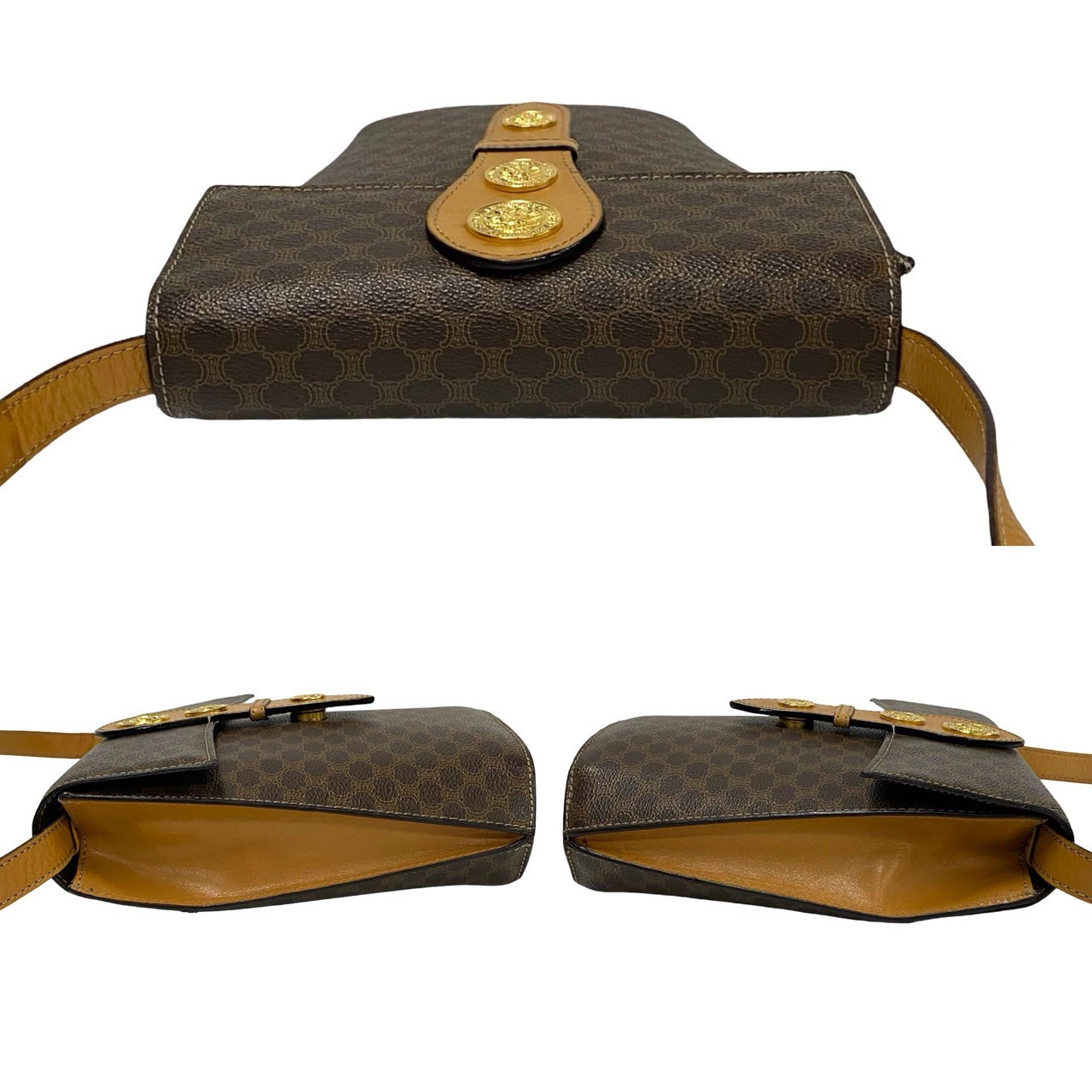Celine Macadam Blason Triomphe Shoulder Bag With Dust Bag Leather Gold Hardware image 5