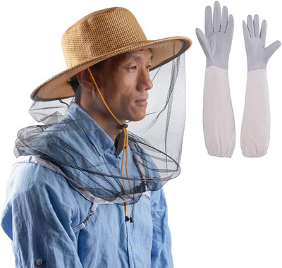 Hunterbee Beekeeping Beekeepers Veil Hood Hat and Bee Gloves Gnats Insect Bug Mo