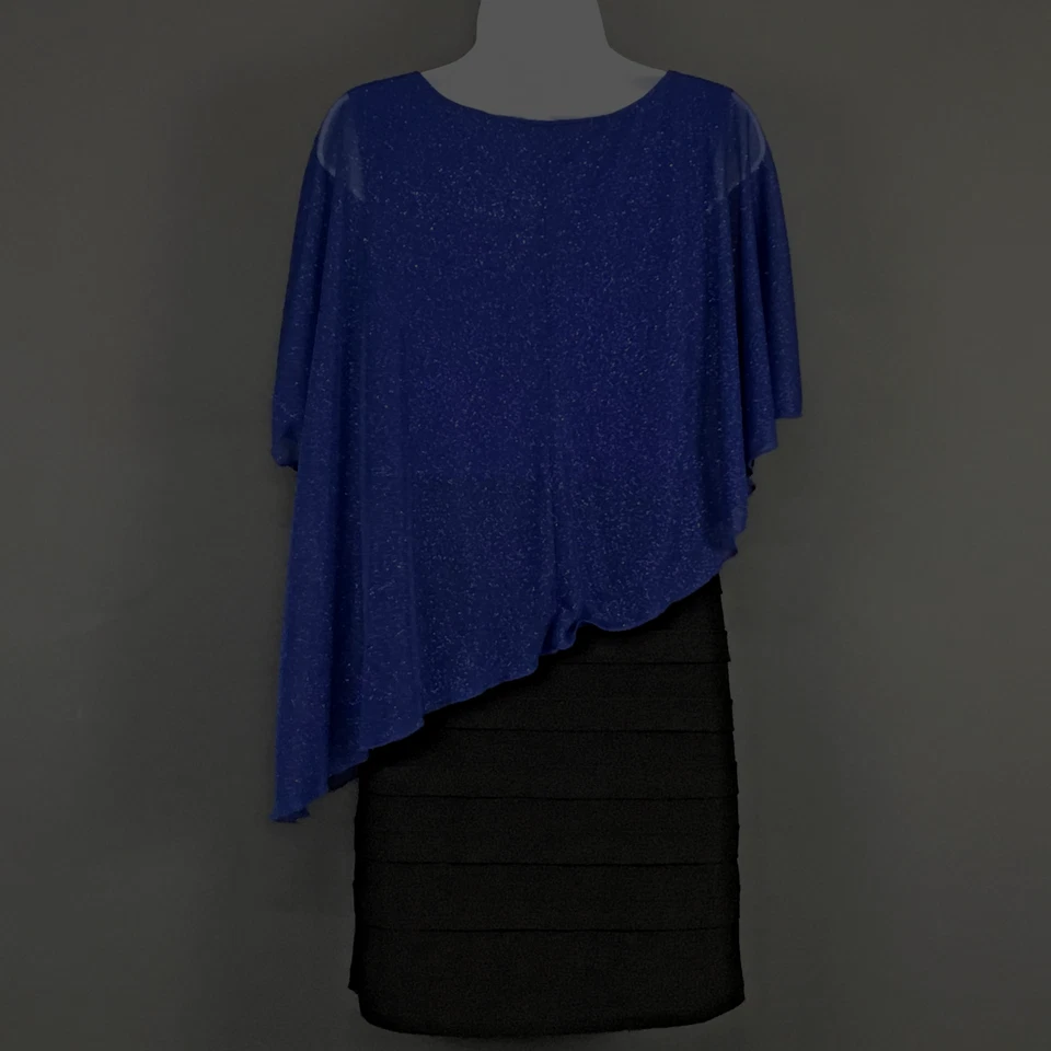 Vestido Lux II para mujer 8 azul negro asimétrico superposición cóctel brillante funda Foto 2 de 4