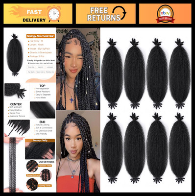 Kinky Twist Braiding Hair 16 Inch - 8 Packs Pre-Stretched Springy Afro Twist Cro