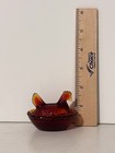 Vintage Miniature LE Smith Amberina Cadmium Red Orange Glass Hen On A Nest — photo 9