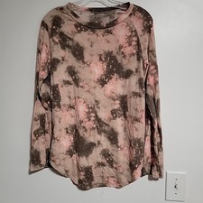 Bombom Top Womens Small Shirt Blouse Camo Burnout Faded USA Made Tri Blend Adult
