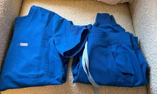 Figs Women's Royal Blue Scrub Set Size Small Tall Pant and Top