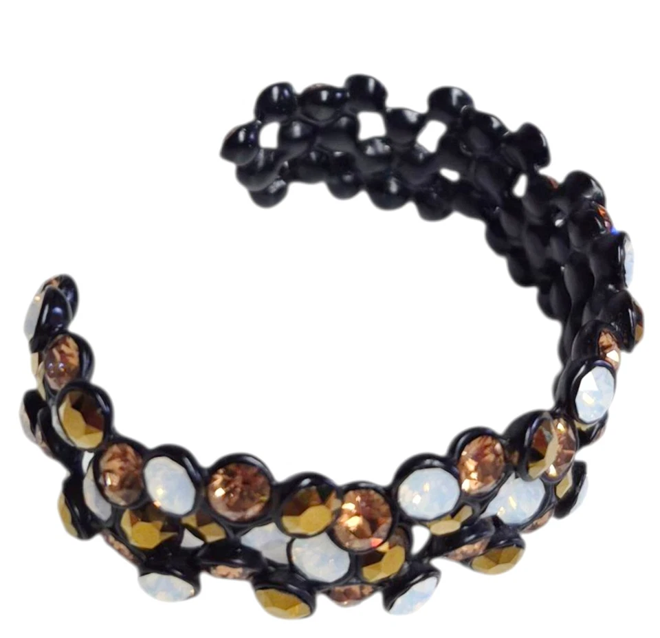 Brazalete J.Crew Cristal Brulee Declaración Negro Bronce Multicolor Firmado Foto 4 de 4