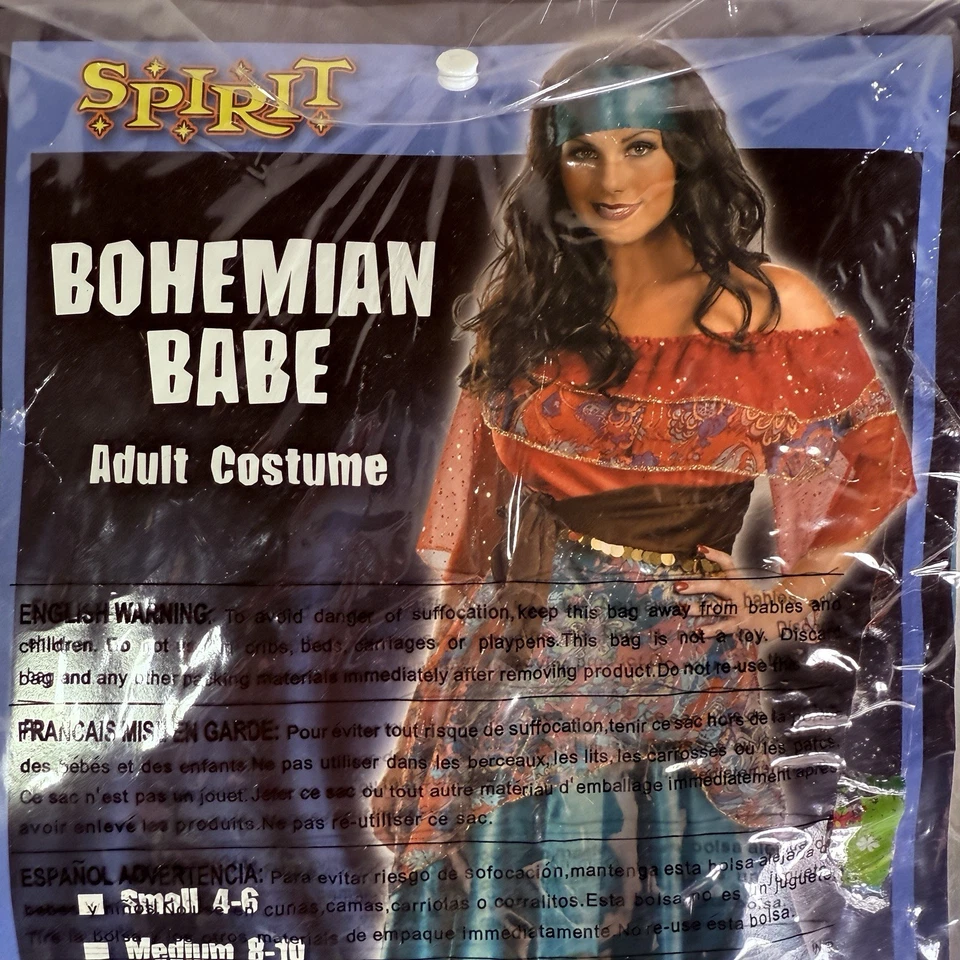 Gypsy Bohemian Babe Costume Women's Size Small 4-6 Spirit Halloween Fortune Tell - Image 2 of 4