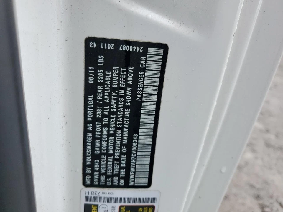 Used Engine Complete Assembly fits: 2012 Volkswagen Eos 2.0L VIN A 5th digit eng - Image 3 of 4