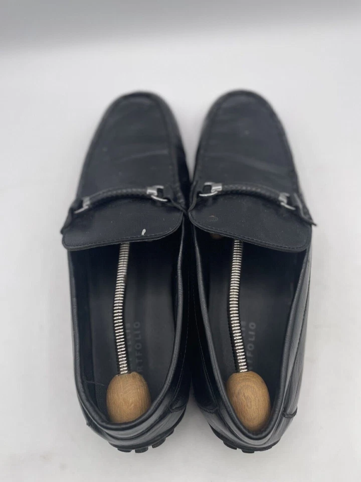 Mocasín Perry Ellis Morgan Para Hombre Talla 10 Cuero Negro Zapatos Informales Sin Cordones Foto 4 de 4