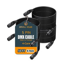 SMALL-EYE 5 Pin DMX Cable 50 ft 4 Pack 4-Core Male to Female Stage Light