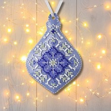 Beaded Embroidery on Faux Leather Kit  Icicle Christmas Ornament 