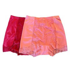 Rhonda Shear 1X Classic Pin-Up Panty with Lace Detail Red and Pink Set of 2