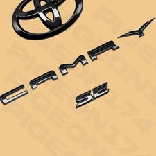 3X For 2018-2023 Camry SE Letter Rear Tailgate Gloss Blackout Emblem Overlay Kit