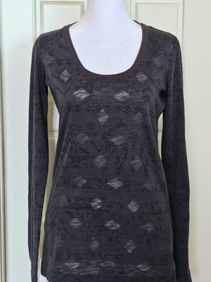 Vintage Y2K Diesel Denim Division Burnout Top Women s Gray Sheer Long Sleeve