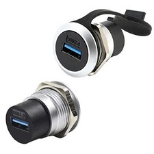 2Pack USB3.0 Panel Mount Coupler, USB-A Pass Through 2PCS USB3.0 Silver Black