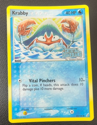 #ad Krabby 54 100 EX Crystal Guardians Stamped Reverse Holo Pokémon TCG Card NM $9.95