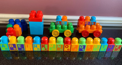 36 pc MEGA BLOKS Alphabet Building Blocks ABC Train Cars, Replacements