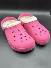 Crocs Classic Lined Clog Shoes Womens Size 7 Pink Fuzzy Slippers Comfort Slip On
