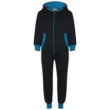 Kids Boys Girls Fleece Contrast A2Z Onesie One Piece Blue All In one Jumpsuits