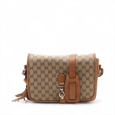 Gucci GG Canvas canvas x leather Shoulder bag Brown 257024 | eBay