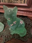 Fenton Willow Green Dotted Swiss Sitting Cat