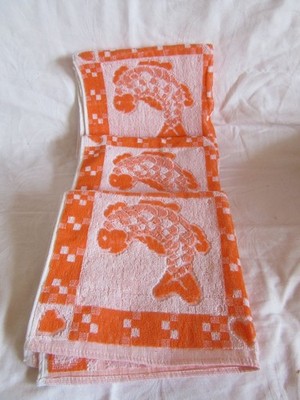 SUNKISS 3 Vintage Handtücher 50 x 50 cm orange  70er & 80er Jahre  Neu