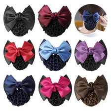 8 Pieces Women Hair Snood Net Bowknot Decor Barrette Elastic Mesh Hair Bun