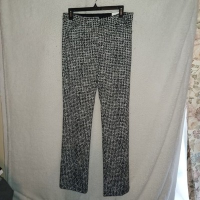 Express Womens 8L Dress Pants Black  Houndstooth Editor Barely Boot Stretch (HC)