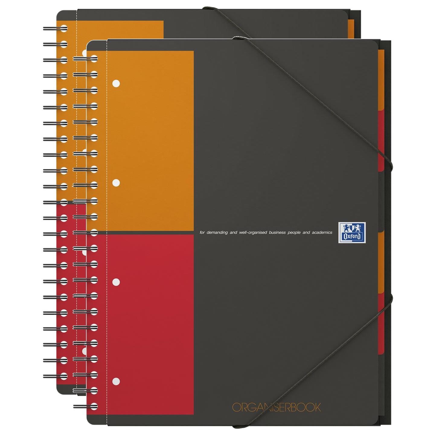 Oxford Lot de 2 Organiserbooks A4+ 160 pages à petits carreaux 5x5