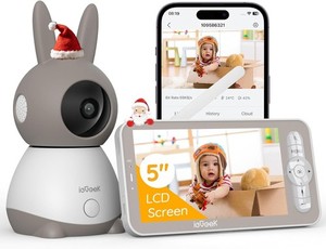 ieGeek 2K/3MP 5 Zoll Babyphone mit Kamera WLAN PTZ PIR-Nachtsicht 2-Wage-Auido