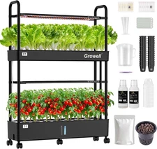 Large Basket Hydroponics Growing System Kit, 32 Pods Vertical Hydroponic Garden