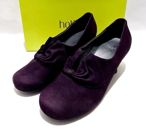 Hotter Donna Shoes Size 6 UK Boxed Dark Plum Purple Suede Court Kitten Heels - Picture 2 of 8